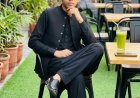 Stylish Portrait at Outdoor Café | Black Shalwar Kameez Look