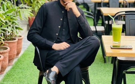 Stylish Portrait at Outdoor Café | Black Shalwar Kameez Look
